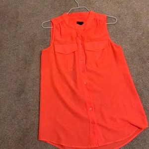 J. Crew size 0 sleeveless bright orange button up